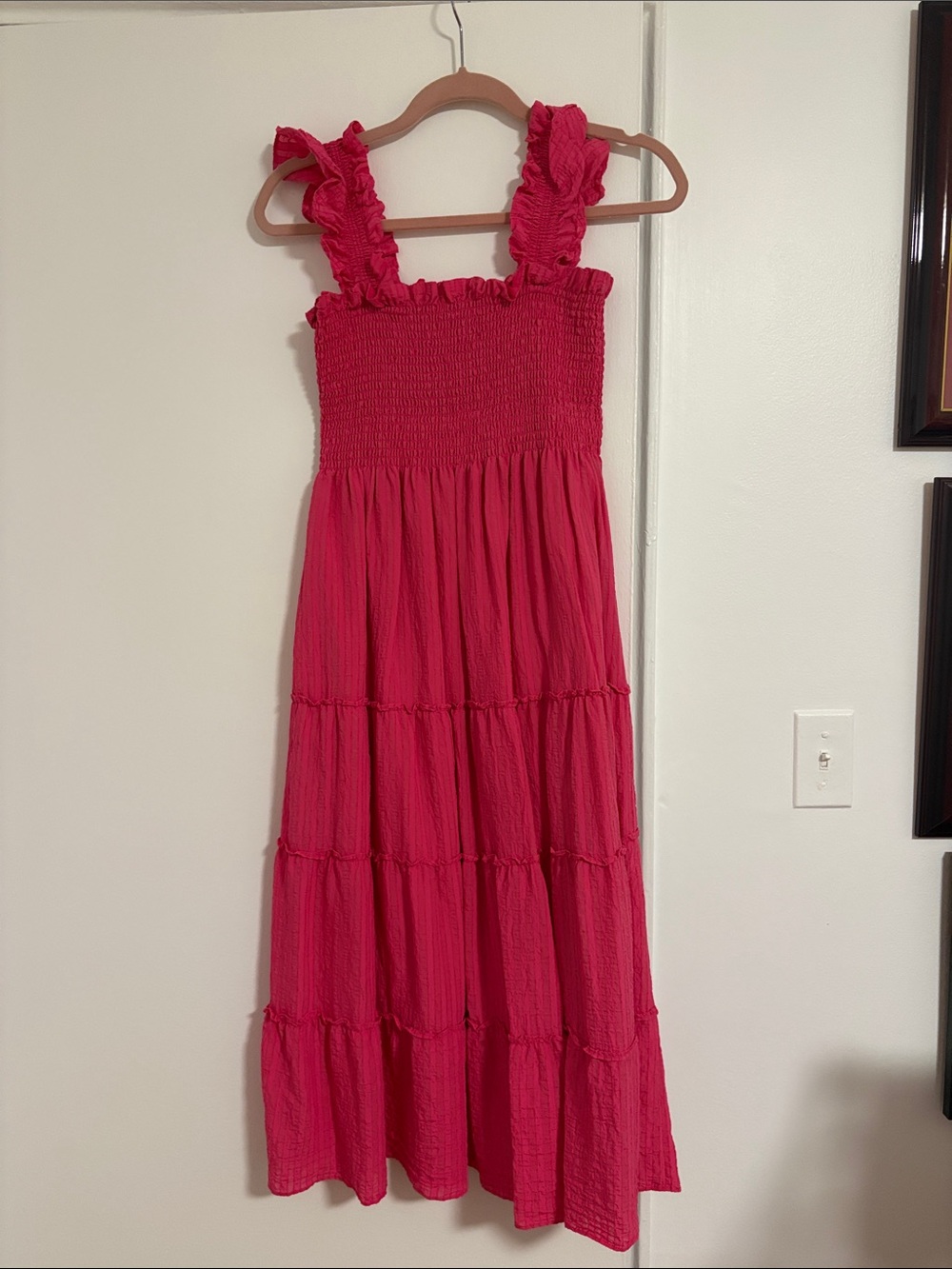 EUC Hill House Ellie Watermelon Tonal Seersucker Stripe